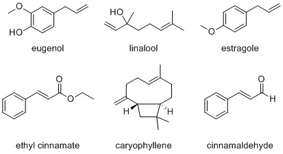 Scheme 1: Some of the compounds found in cinnamon essential oil.